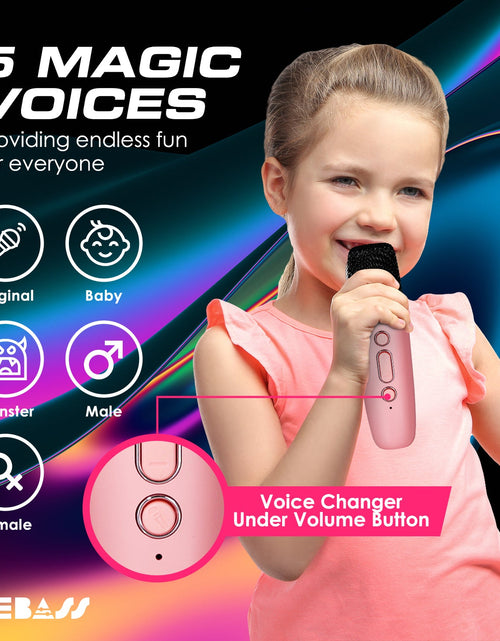 Load image into Gallery viewer, Risebass Mini Karaoke Machine for Kids Adults, Portable Bluetooth Speaker with 2 Wireless Microphones, Toys Birthday Gifts for Girls  Years Old Toddler Teens.
