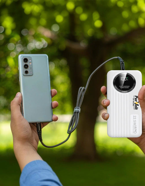 Load image into Gallery viewer, Pursonic 10,000mAh LED Fast Charging Power Bank – Built-in Cables, 22.5W Output, Type-C/USB/Lightning Compatibility

