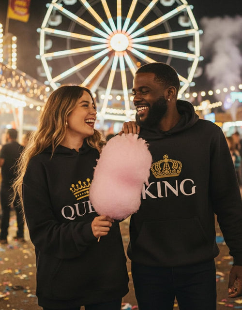 Load image into Gallery viewer, King and Queen Hoodies Set for His and Hers Sweatshirts Matching Couple Hoodies
