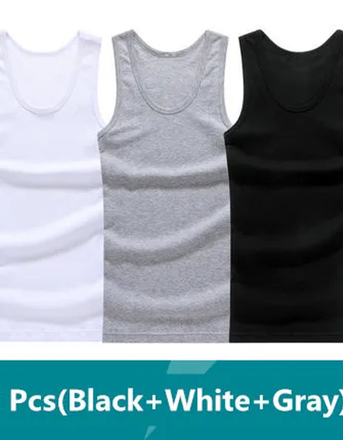 Load image into Gallery viewer, 3Pcs/Lot Man'S 100% Cotton Solid Seamless Underwear Brand Clothing Mens Sleeveless Tank Vest Comfortable Undershirt Undershirts
